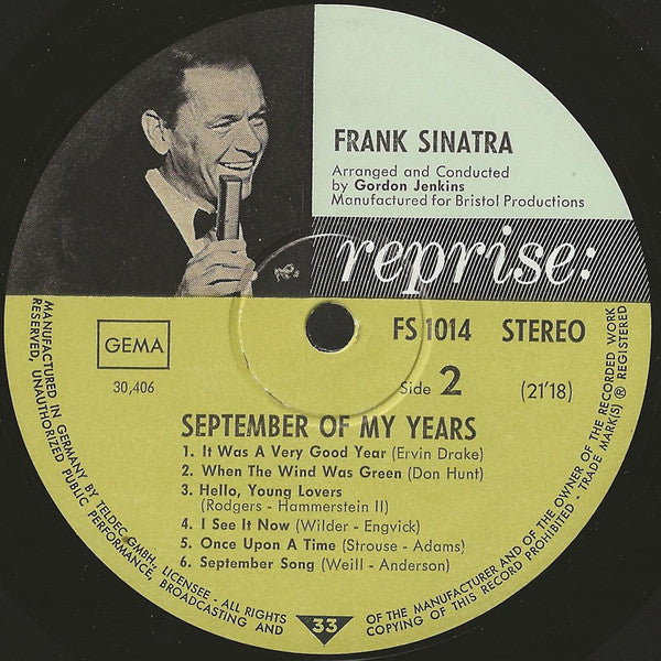 Frank Sinatra ~ September Of My Years (Vinyl) - Djungel & Jazz