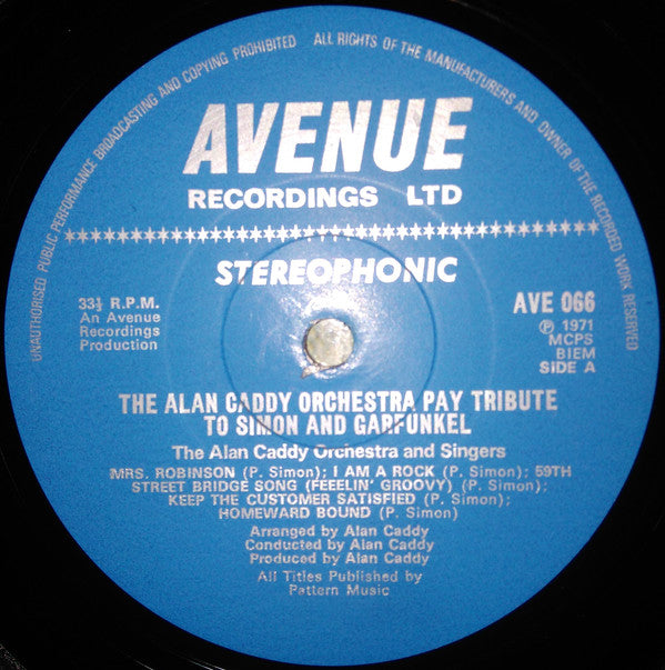The Alan Caddy Orchestra And Singers ~ Alan Caddy Orchestra And Singers Pay Tribute To Simon And Garfunkel (Vinyl) - Djungel & Jazz