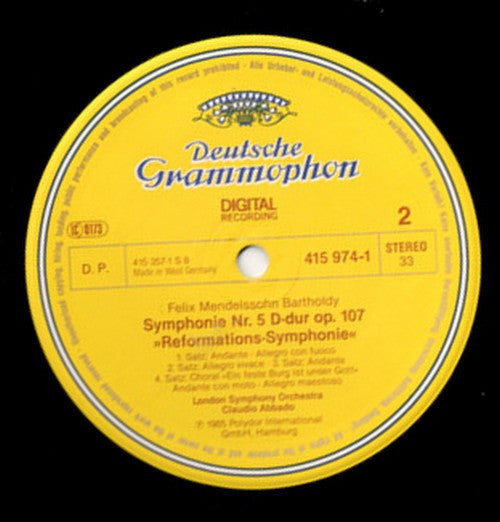 Mendelssohn, London Symphony Orchestra, Claudio Abbado ~ Symphonien 4 & 5 (Vinyl) - Djungel & Jazz