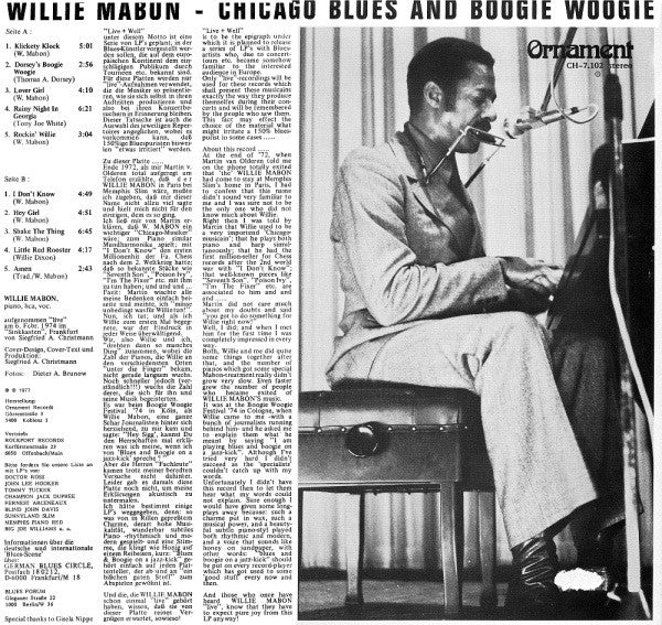 Big Willie Mabon* : Live+Well (LP)