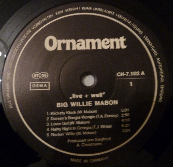 Big Willie Mabon* : Live+Well (LP)