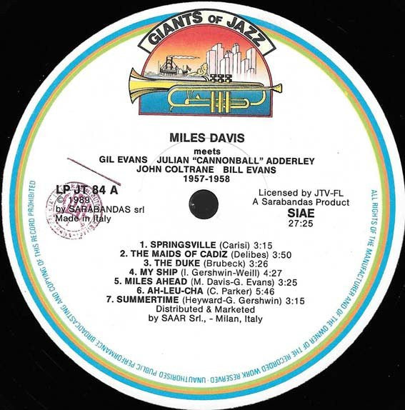 Miles Davis ~ Miles Davis 1957-1958 Meets Gil Evans, Julian "Cannonball" Adderley, John Coltrane, Bill Evans (Vinyl) - Djungel & Jazz