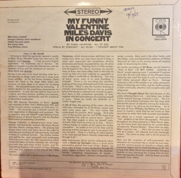 Miles Davis ~ My Funny Valentine - Miles Davis In Concert (Vinyl) - Djungel & Jazz