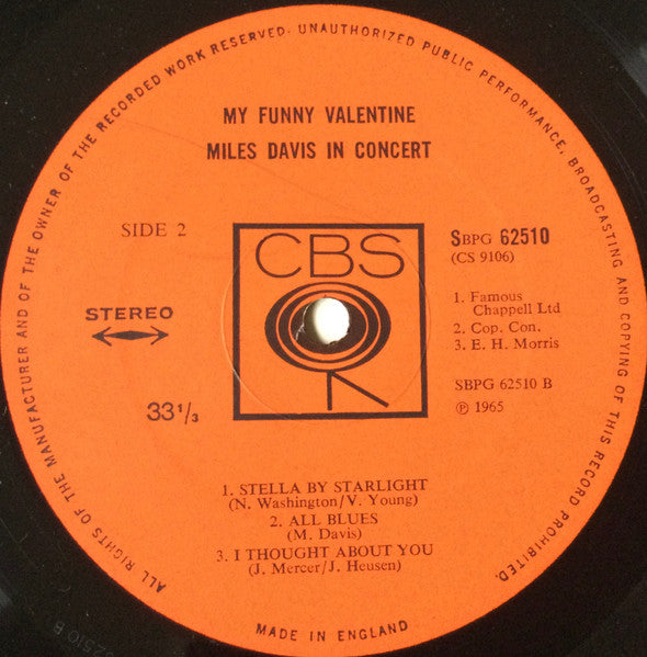 Miles Davis ~ My Funny Valentine - Miles Davis In Concert (Vinyl) - Djungel & Jazz