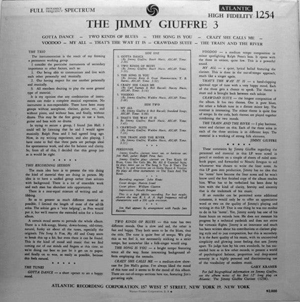 The Jimmy Giuffre 3 ~ The Jimmy Giuffre 3 (Vinyl) - Djungel & Jazz