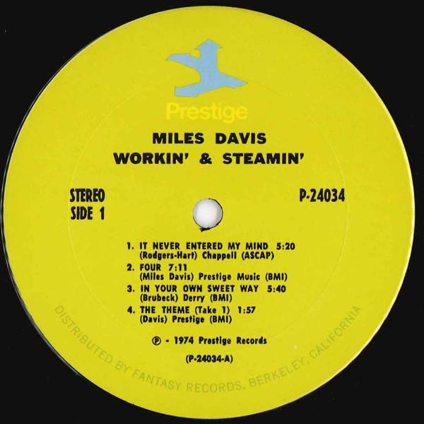 Miles Davis ~ Workin' And Steamin' (Vinyl) - Djungel & Jazz