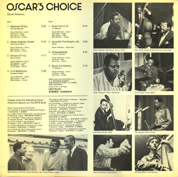 Oscar Peterson ~ Oscar's Choice (Vinyl) - Djungel & Jazz
