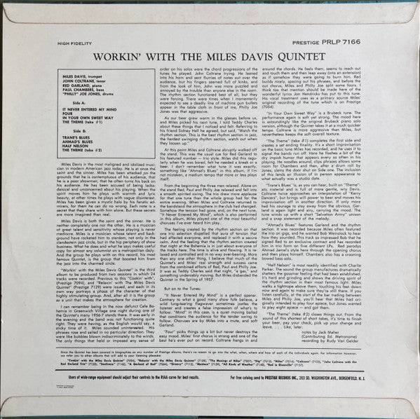 The Miles Davis Quintet : Workin' With The Miles Davis Quintet (LP, Album, Mono)