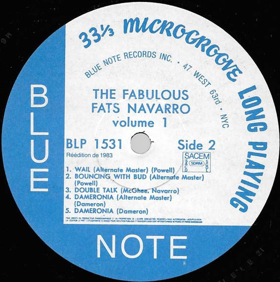 Fats Navarro ~ The Fabulous Fats Navarro Volume 1 (Vinyl) - Djungel & Jazz