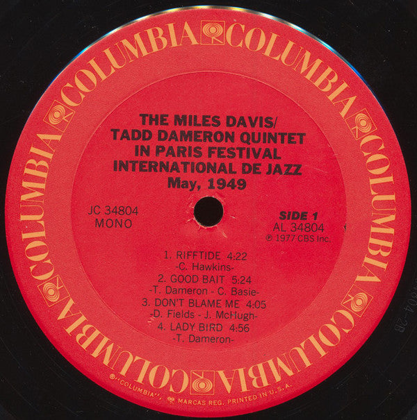 The Miles Davis/Tadd Dameron Quintet ~ In Paris Festival International De Jazz - May, 1949 (Vinyl) - Djungel & Jazz