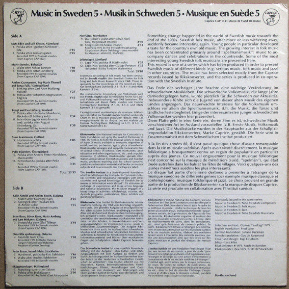 Various : Music In Sweden 5: Young Folk Musicians (LP, Comp)