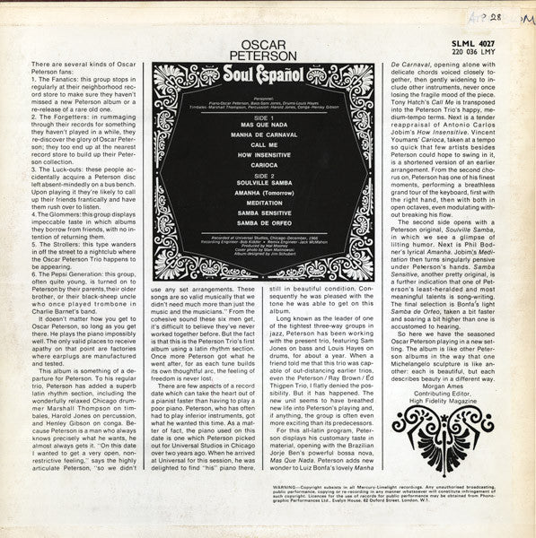 Oscar Peterson : Soul Español (LP, Album)