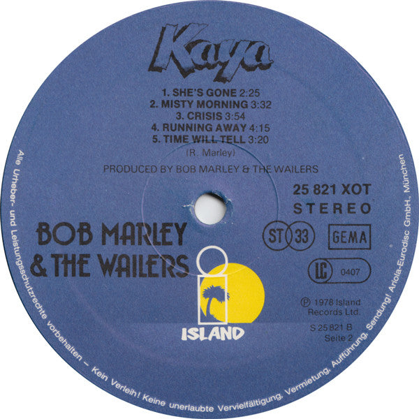 Bob Marley & The Wailers ~ Kaya (Vinyl) - Djungel & Jazz