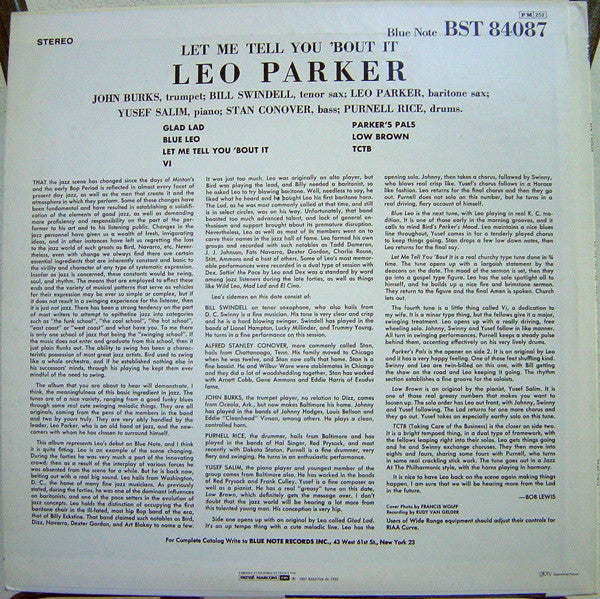 Leo Parker ~ Let Me Tell You 'Bout It (Vinyl) - Djungel & Jazz