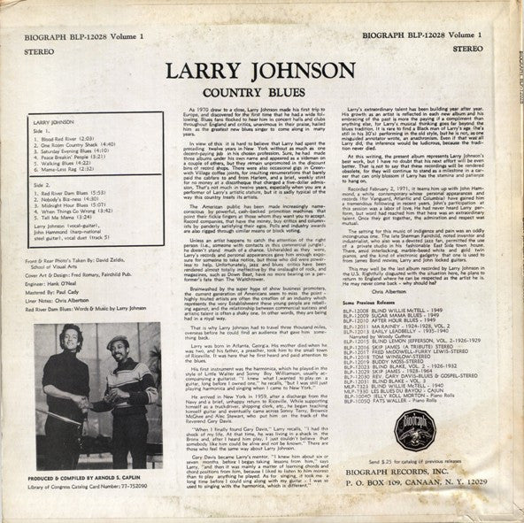 Larry Johnson (6) : Country Blues (LP, Album)