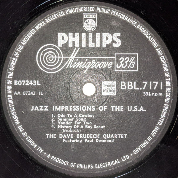The Dave Brubeck Quartet ~ Jazz Impressions Of The U.S.A. (Vinyl) - Djungel & Jazz