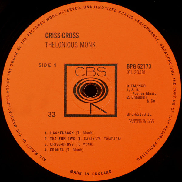 Thelonious Monk ~ Criss-Cross (Vinyl) - Djungel & Jazz