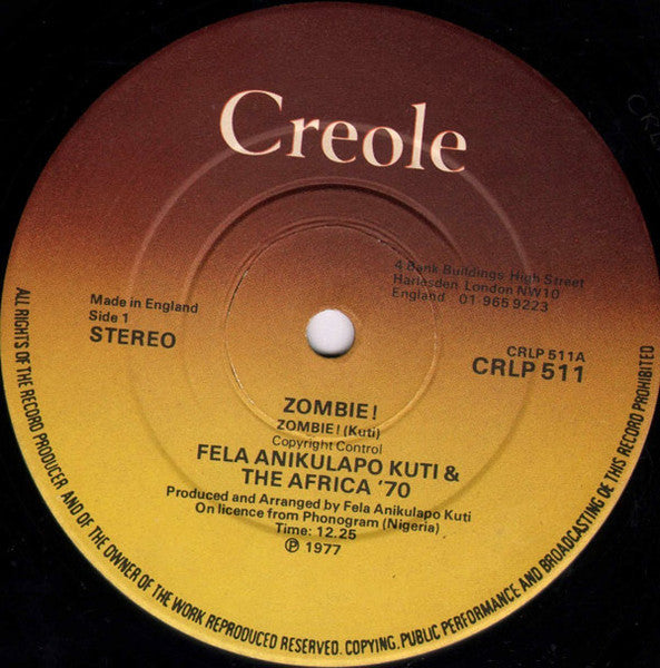Fela Kuti And Africa 70 : Zombie (LP)