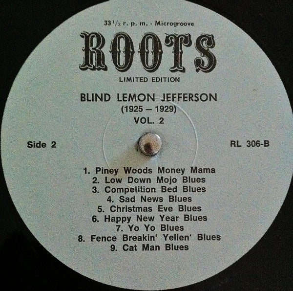 Blind Lemon Jefferson ~ Volume 2 (1925-1929) (Vinyl) - Djungel & Jazz