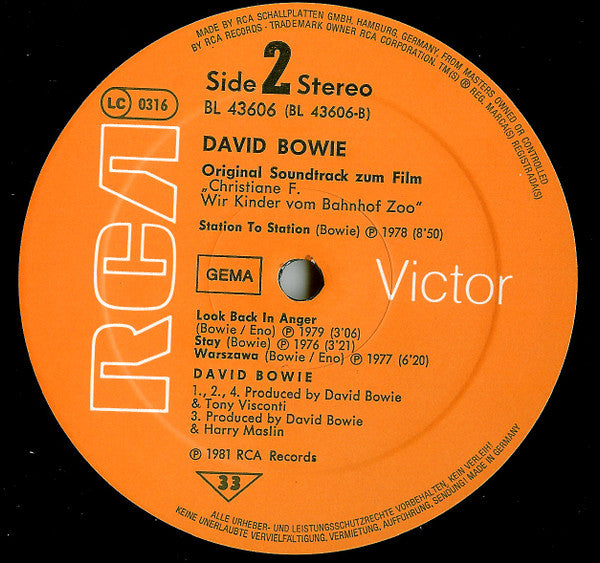 David Bowie ~ Original Soundtrack Zum Film "Christiane F. Wir Kinder Vom Bahnhof Zoo" (Vinyl) - Djungel & Jazz
