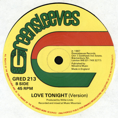 Leroy Smart : Love Tonight (12")