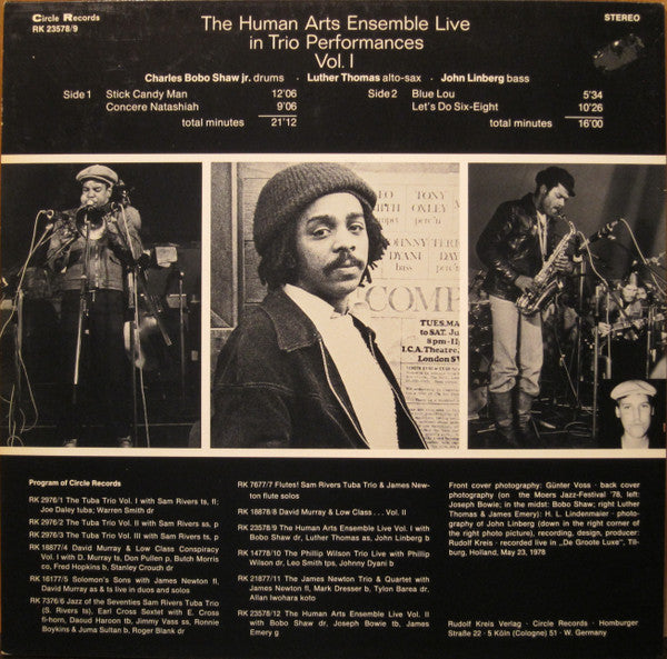 The Human Arts Ensemble : The Human Arts Ensemble Live Vol. I (LP, Album)