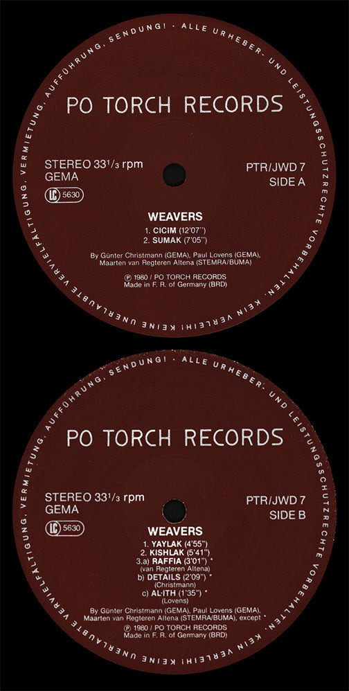 Günter Christmann / Paul Lovens / Maarten Altena : Weavers (LP)