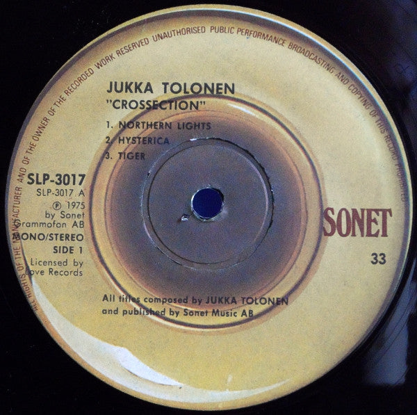 Jukka Tolonen ~ Crossection (Vinyl) - Djungel & Jazz