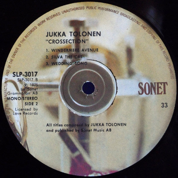 Jukka Tolonen ~ Crossection (Vinyl) - Djungel & Jazz