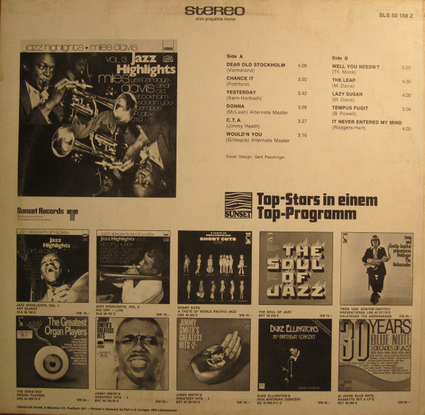 Miles Davis ~ Jazz Highlights Vol.3 (Vinyl) - Djungel & Jazz