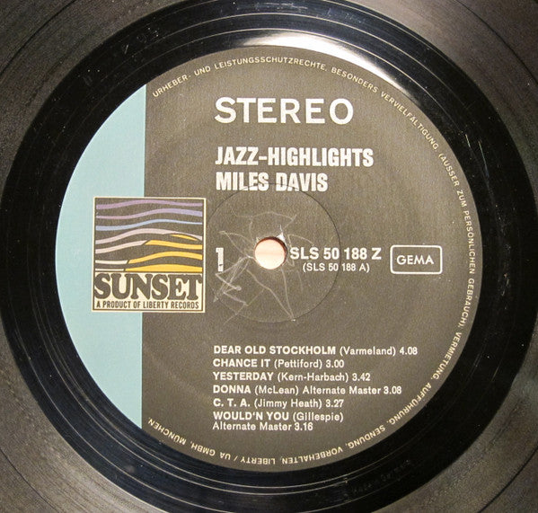 Miles Davis ~ Jazz Highlights Vol.3 (Vinyl) - Djungel & Jazz