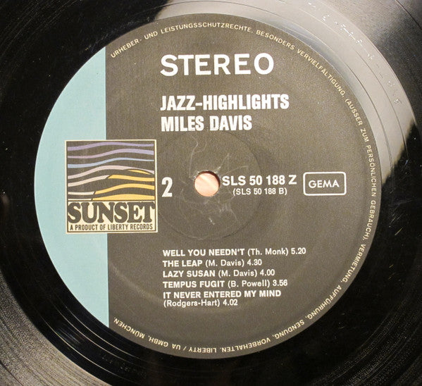 Miles Davis ~ Jazz Highlights Vol.3 (Vinyl) - Djungel & Jazz