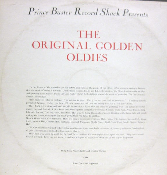 Prince Buster ~ Prince Buster Record Shack Presents The Original Golden Oldies Vol. 2 (Vinyl) - Djungel & Jazz