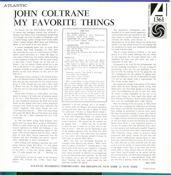 John Coltrane : My Favorite Things (LP, Album, Mono, RP)
