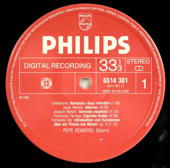 Pepe Romero ~ Jeux Interdits / Recuerdos De La Alhambra / Asturias (Vinyl) - Djungel & Jazz