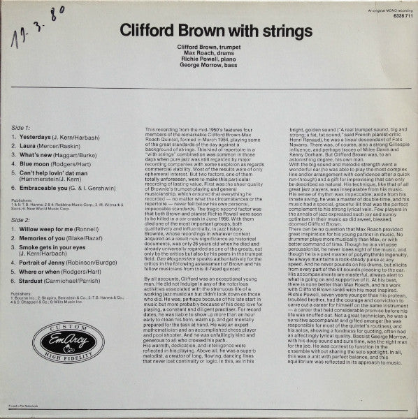 Clifford Brown ~ Clifford Brown With Strings (Vinyl) - Djungel & Jazz