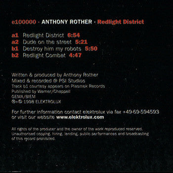 Anthony Rother : Redlight District (12")