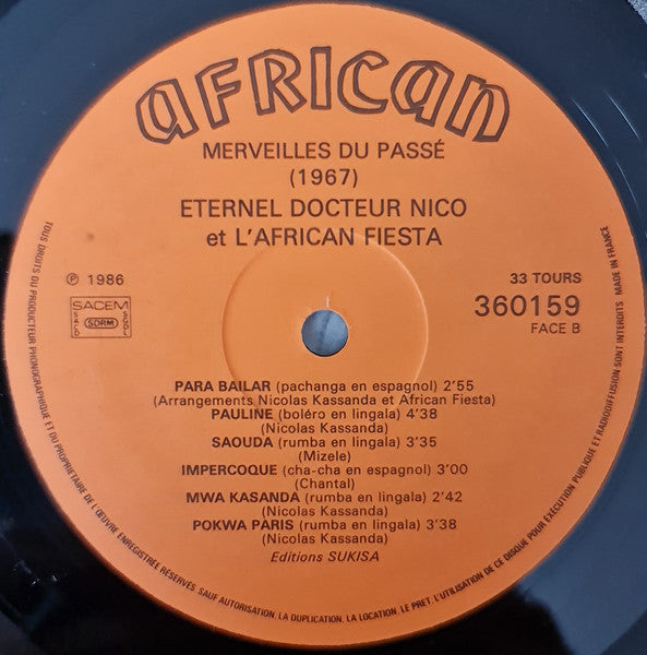 Dr. Nico Et L'Orchestre African Fiesta Sukisa ~ Merveilles Du Passé 1967 (Vinyl) - Djungel & Jazz