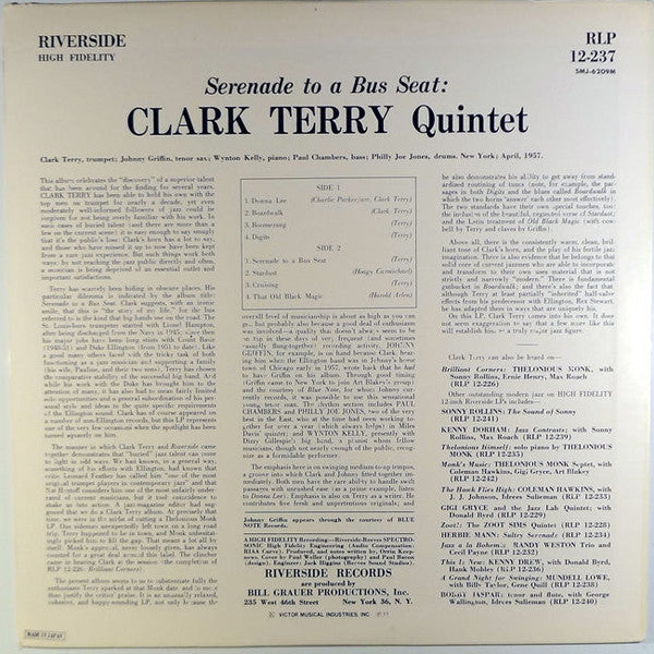 Clark Terry Quintet ~ Serenade To A Bus Seat (Vinyl) - Djungel & Jazz