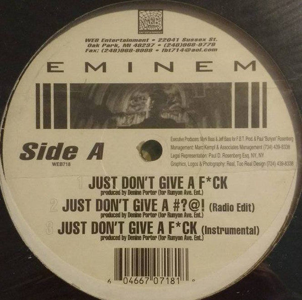 Eminem ~ Just Don't Give A Fck (Vinyl) - Djungel & Jazz