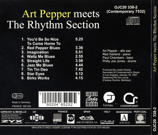 Art Pepper ~ Art Pepper Meets The Rhythm Section (Vinyl) - Djungel & Jazz