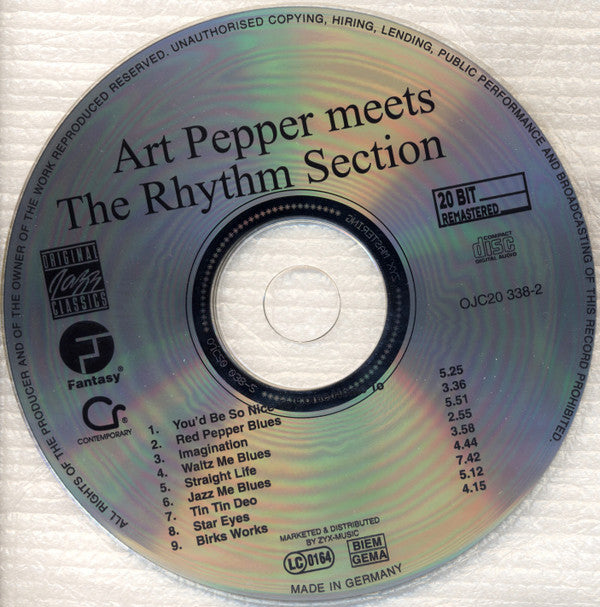 Art Pepper ~ Art Pepper Meets The Rhythm Section (Vinyl) - Djungel & Jazz