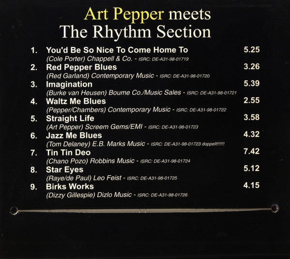 Art Pepper ~ Art Pepper Meets The Rhythm Section (Vinyl) - Djungel & Jazz