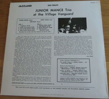 Junior Mance Trio ~ At The Village Vanguard (Vinyl) - Djungel & Jazz