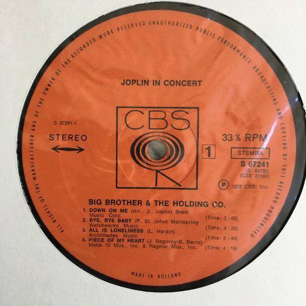 Janis Joplin ~ Joplin In Concert (Vinyl) - Djungel & Jazz