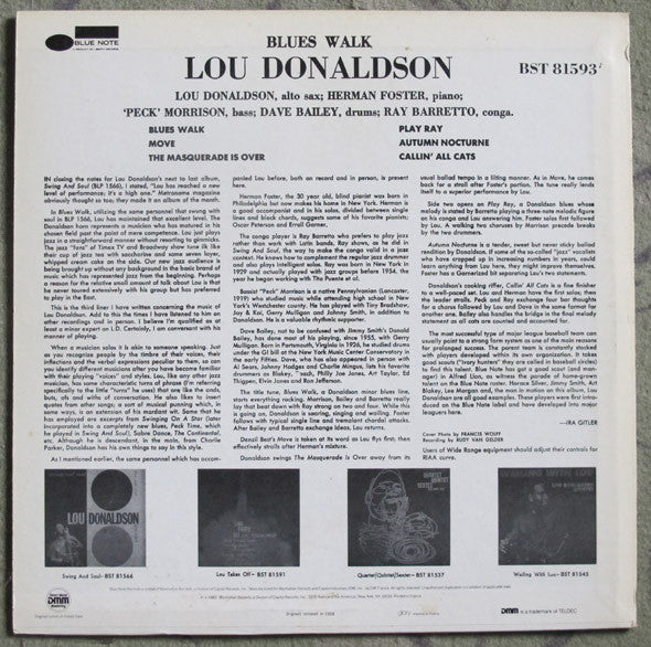 Lou Donaldson : Blues Walk (LP, Album, RE, RM, DMM)