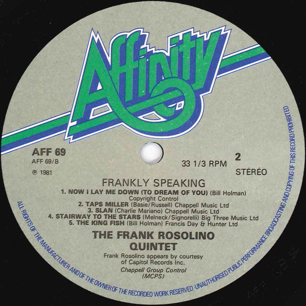 The Frank Rosolino Quintet ~ Frankly Speaking (Vinyl) - Djungel & Jazz