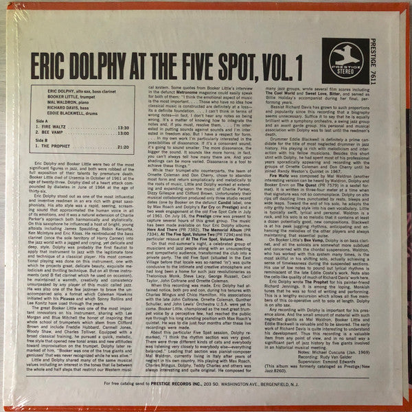 Eric Dolphy ~ At The Five Spot, Vol. 1 (Vinyl) - Djungel & Jazz