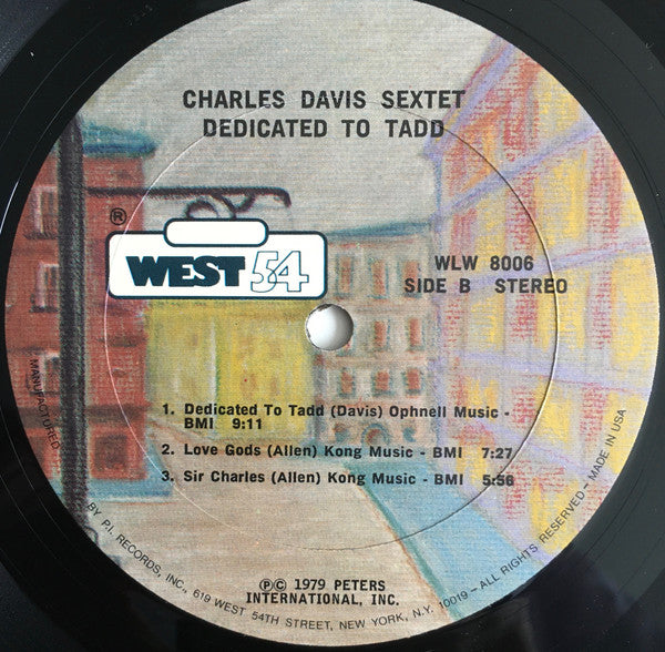 Charles Davis Sextet ~ Dedicated To Tadd (Vinyl) - Djungel & Jazz