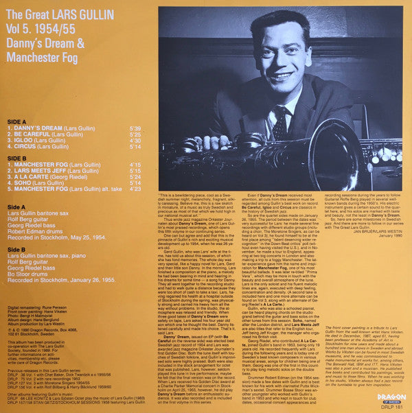 Lars Gullin ~ The Great Lars Gullin Vol. 5 1954/55: Danny's Dream & Manchester Fog (Vinyl) - Djungel & Jazz